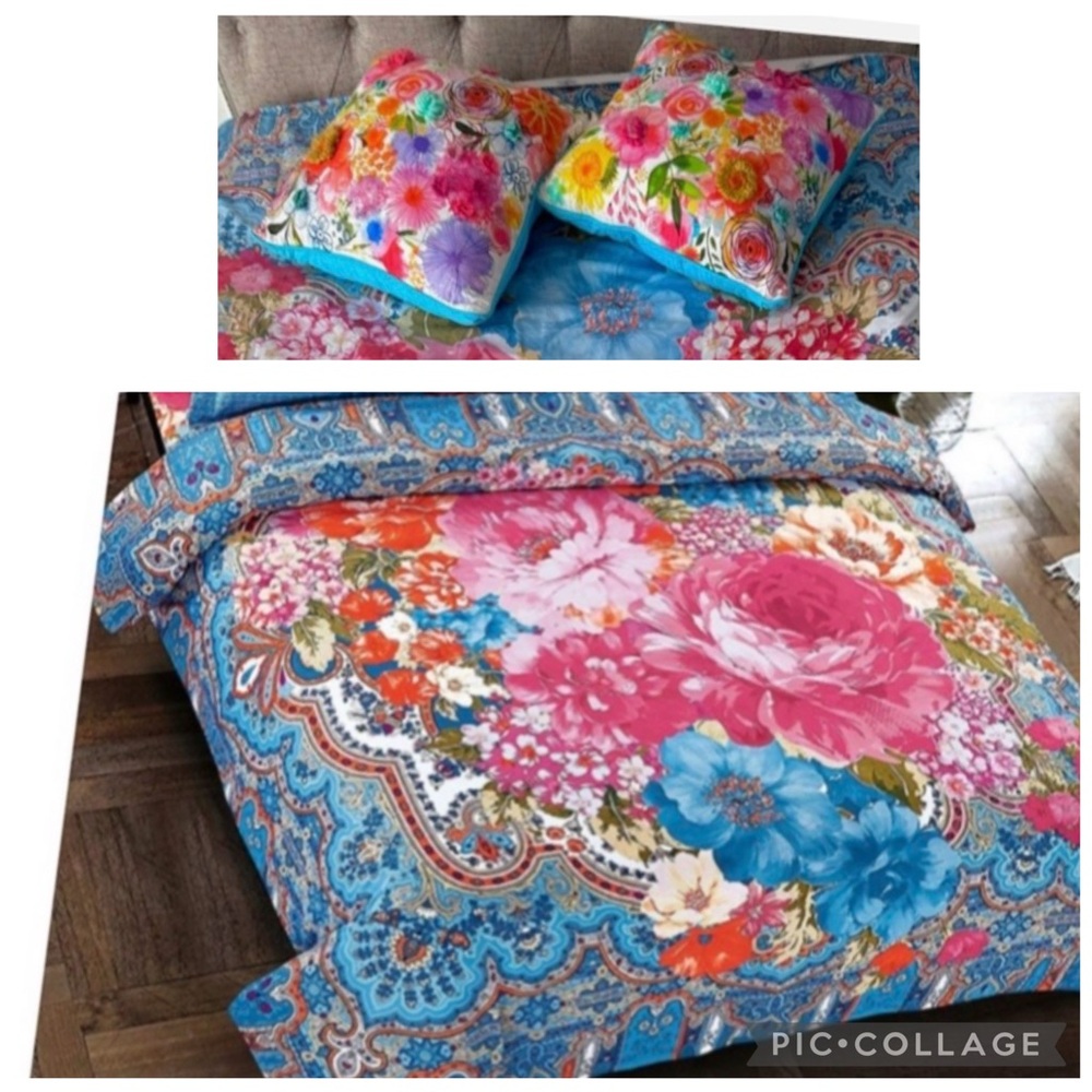 Oxford Homeware Boho Moroccan Queen Duvet Cover + 2 Throw Pillows